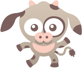 Cute calf smiling and waving enthusiastically