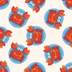 sea animal crab cartoon ,seamless pattern