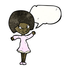 cartoon woman with speech bubble