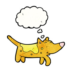 cartoon little dog with thought bubble