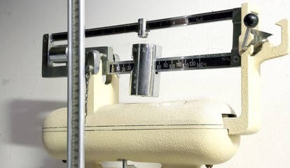 antique scale to weigh the boys during the medical examination a