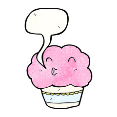 cartoon cupcake with speech bubble