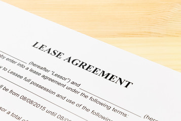 Lease Agreement Contract Document Left Angle View