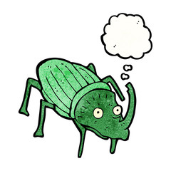 cartoon stag beetle with thought bubble
