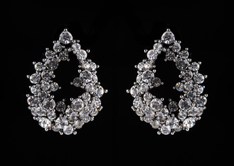earrings with jewels on the black
