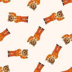 animal bear worker cartoon ,seamless pattern