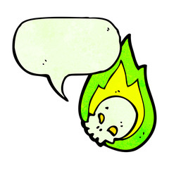 flaming skull cartoon