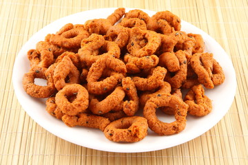 Plate of Andhra Murukku, A famous all time snack.