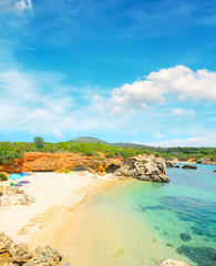 parasols in a small beach in Alghero