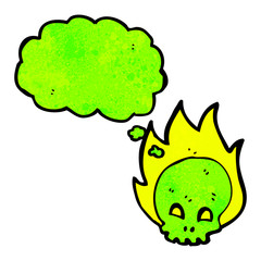 spooky flaming skull cartoon