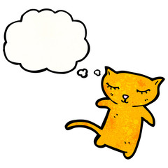cartoon little cat with thought bubble