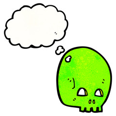 cartoon skull with thought bubble