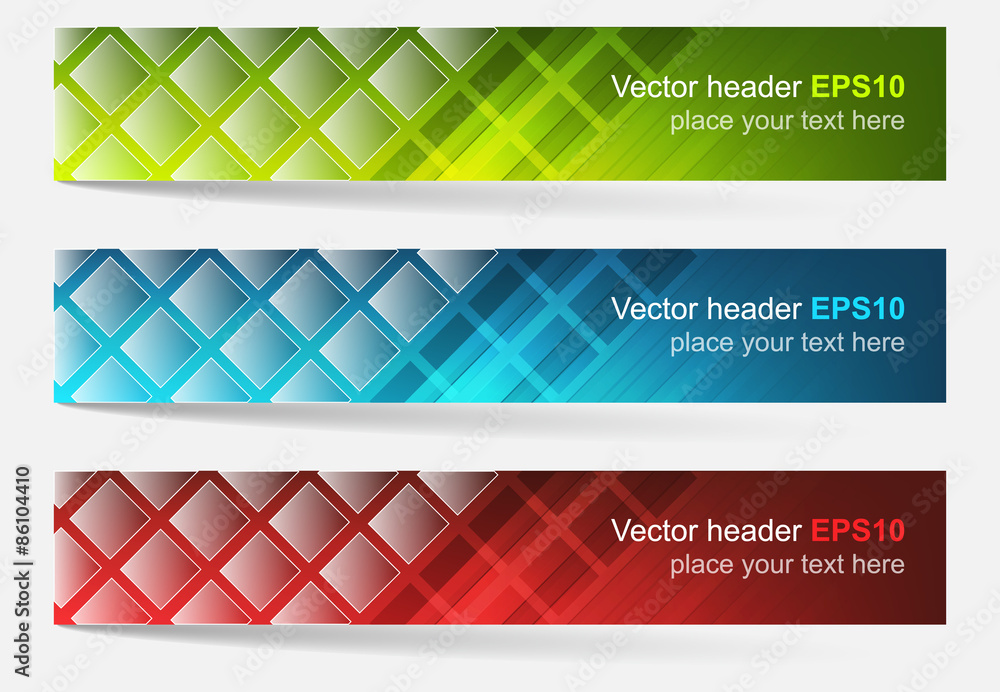 Poster web header, set of colorful vector banner