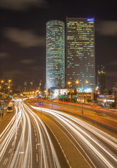 Fototapeta na wymiar Tel Aviv - skyscrapers of Azrieli Center at night