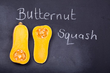 Butternut squash on chalkboard