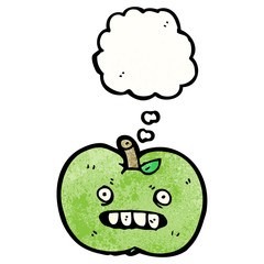 cartoon apple with thought bubble