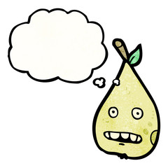 cartoon pear with thought bubble