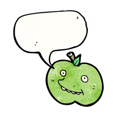 funny cartoon apple with speech bubble