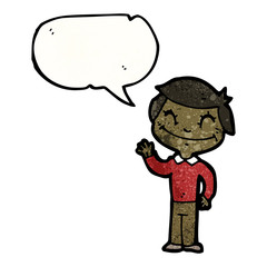cartoon happy boy waving