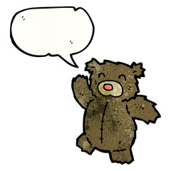 cartoon teddy bear with speech bubble