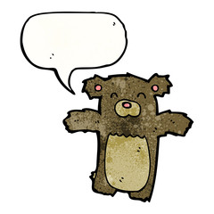 cartoon teddy bear with speech bubble
