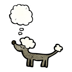 cartoon poodle with thought bubble