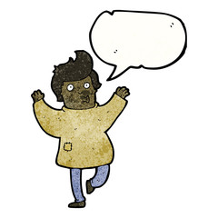 cartoon dancing man in patched clothing