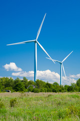 Wind generators in rural area. Renewable energy