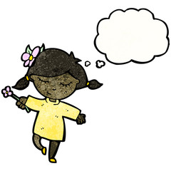 cartoon woman with thought bubble