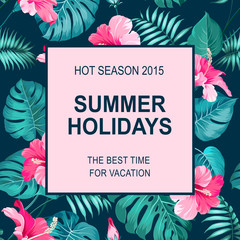 Tropical flower frame.