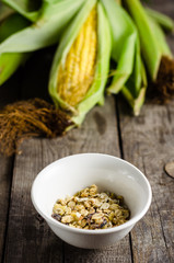 Cereals with corn background