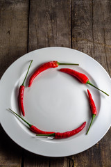 Circle shaped red chilies on plate