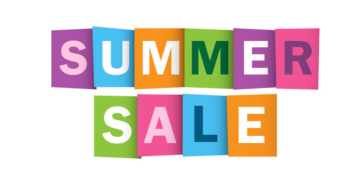 SUMMER SALE Multicoloured Overlapping Vector Letters 
