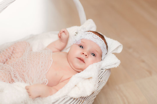 New born baby girl little child kid sleeping