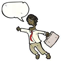 cartoon rushing businessman