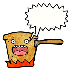 hot kitchen pan with speech bubble