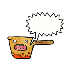 hot kitchen pan with speech bubble