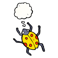 cartoon ladybug with thought bubble