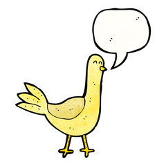 cartoon pigeon with speech bubble