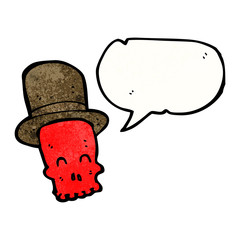 cartoon talking skull in top hat