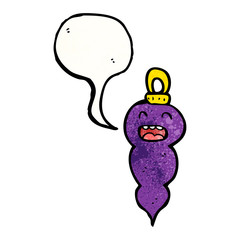 cartoon christmas bauble with speech bubble