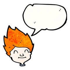 ginger boy with speech bubble cartoon