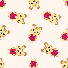 animal tiger summer cartoon ,seamless pattern