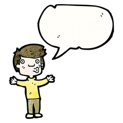 cartoon boy with speech bubble