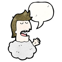 talking head in cloud cartoon
