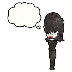 cartoon woman thinking