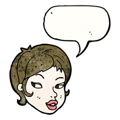 pretty girl's face cartoon