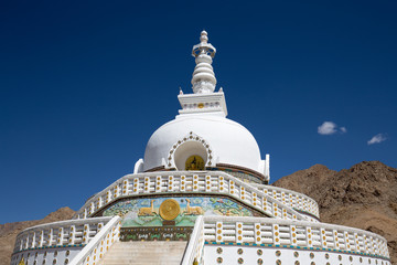 Shanti Stupa is a Buddhist white domed stupa in Leh, India