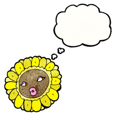 sunflower face with thought bubble
