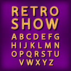 Vector set Retro neon sign, vintage billboard, bright signboard, light banner